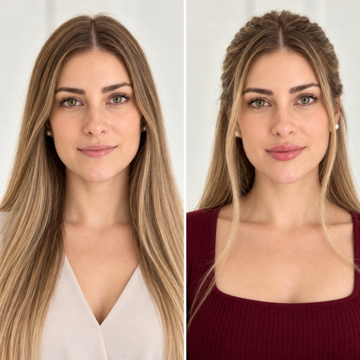 Antes y después de aumento de labios con ácido hialurónico