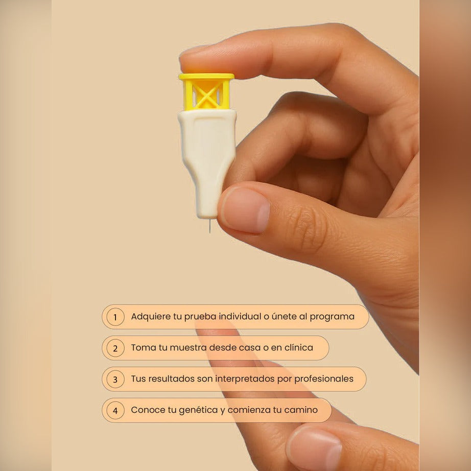 Pasos del SensiTest: adquirir la prueba, tomar la muestra en casa y recibir resultados interpretados