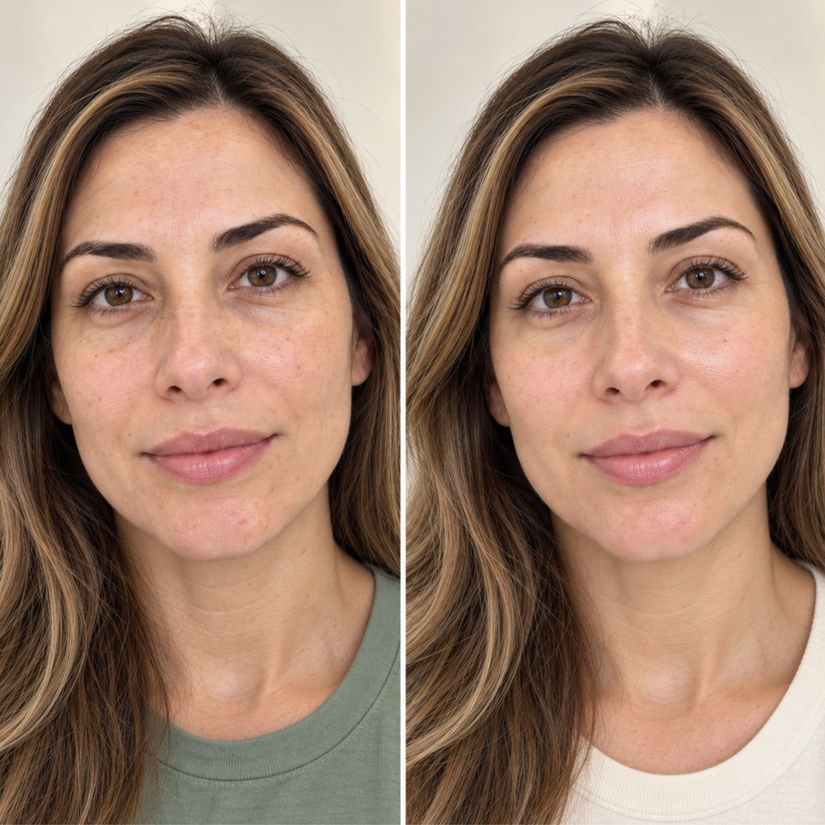 Comparación antes y después del tratamiento facial con exosomas en Clínica Hiperbárica