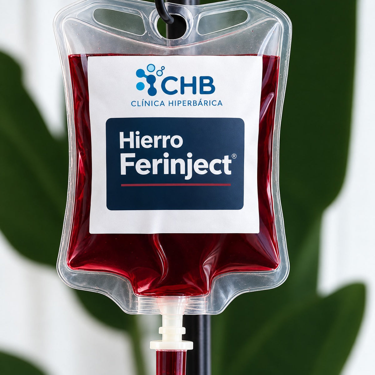 Suero de hierro endovenoso Ferinject con etiqueta de Clínica Hiperbárica