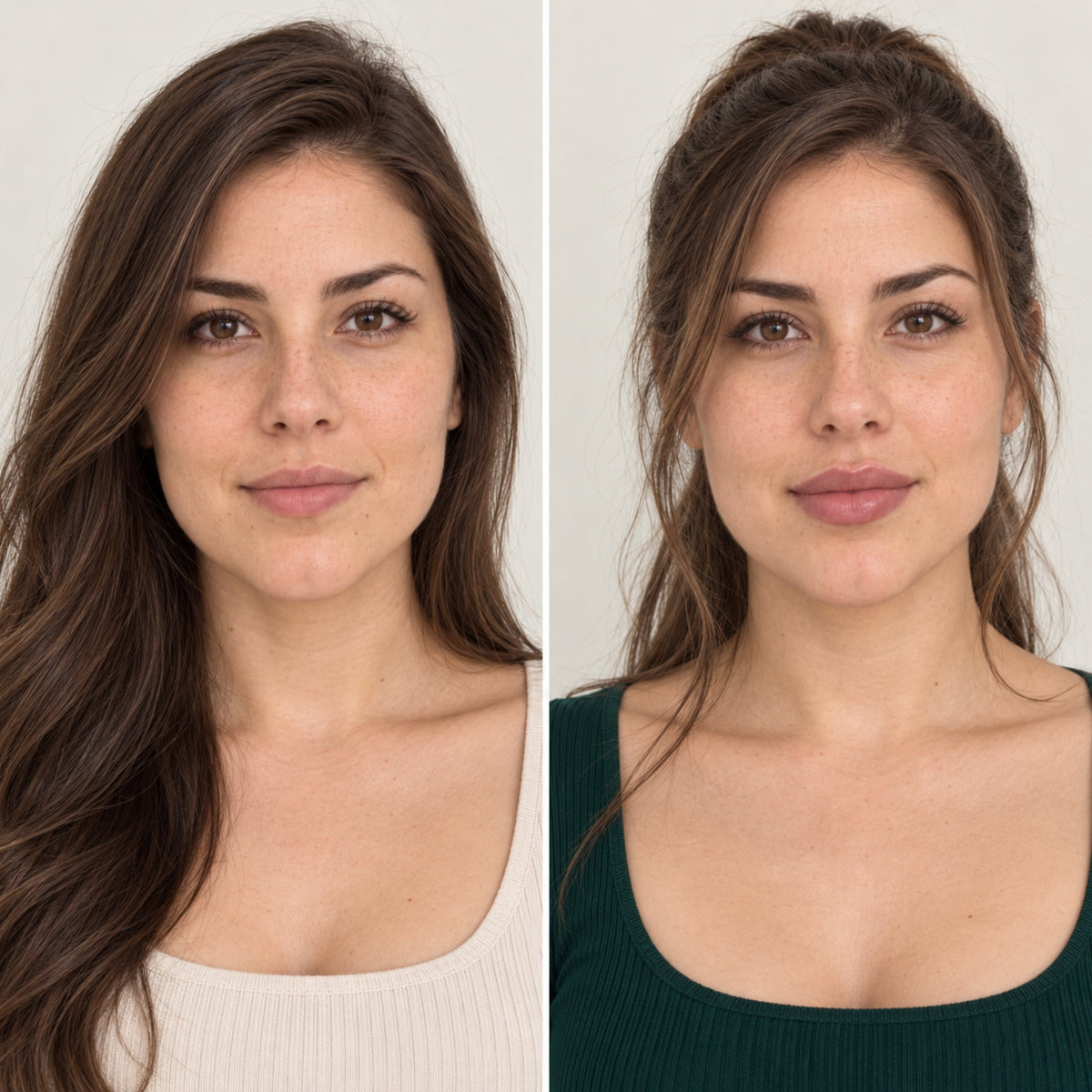 Antes y después de perfilado y aumento de labios con ácido hialurónico