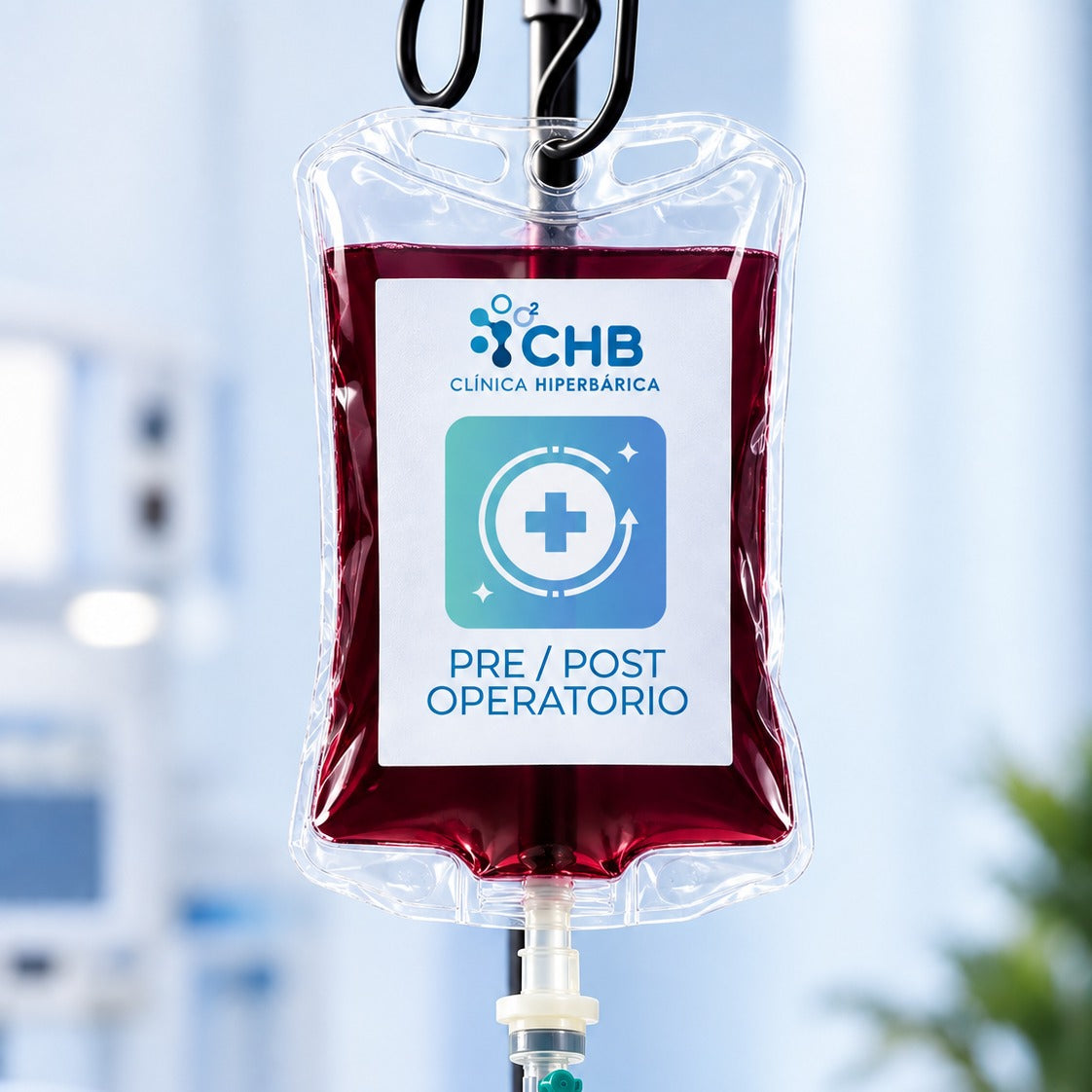 Suero endovenoso Pre y Post Operatorio de Clínica Hiperbárica en sala clínica