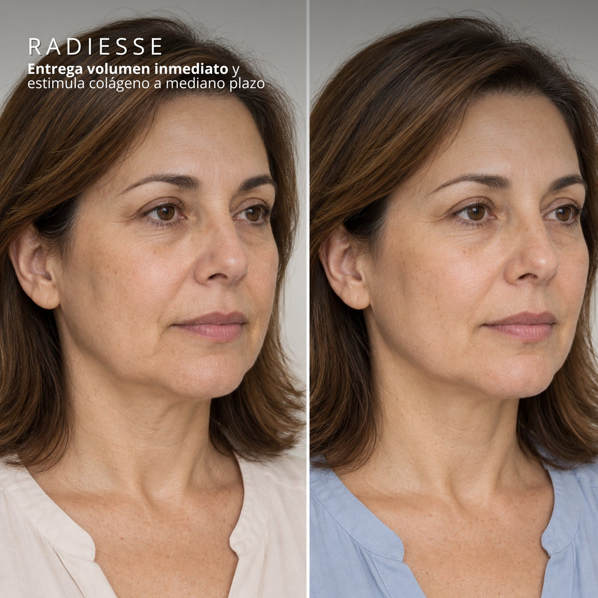 Resultado de lifting facial con Radiesse: volumen inmediato y estímulo de colágeno